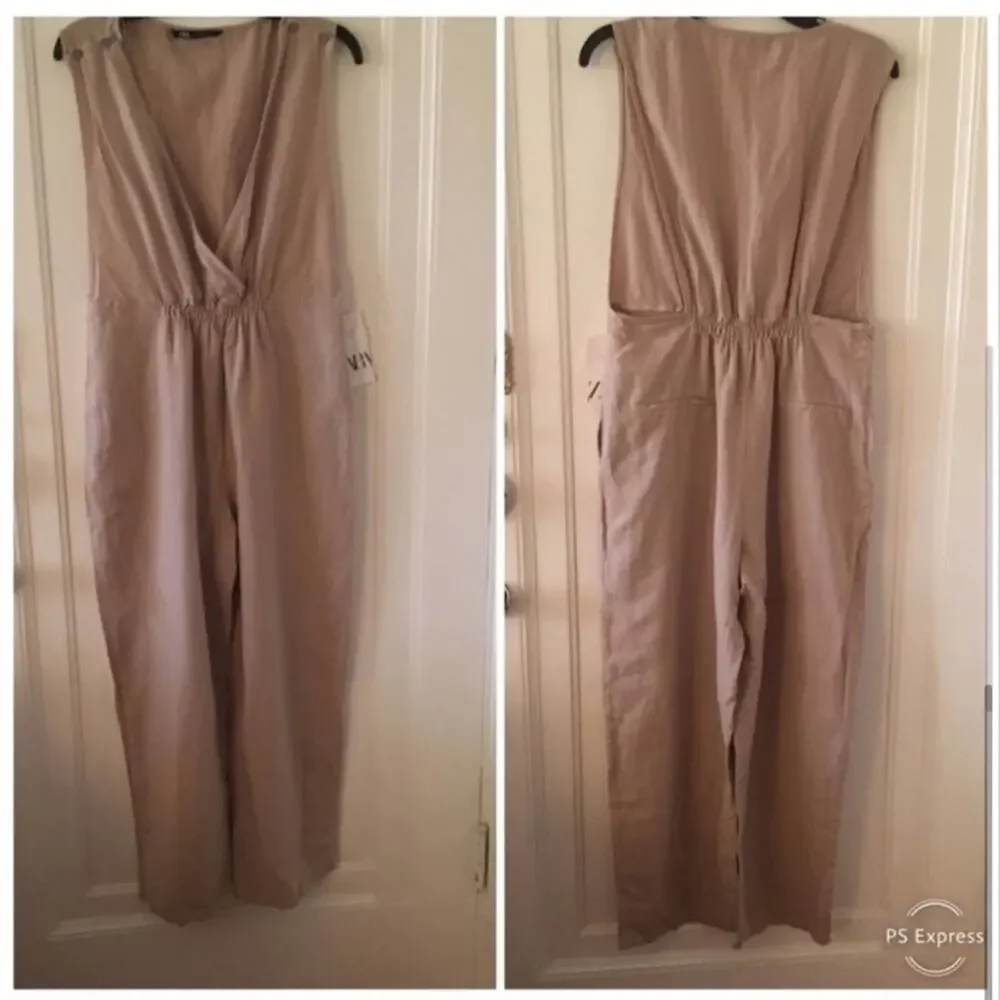 Zara Gathered Jumpsuit with Straps Size Small
